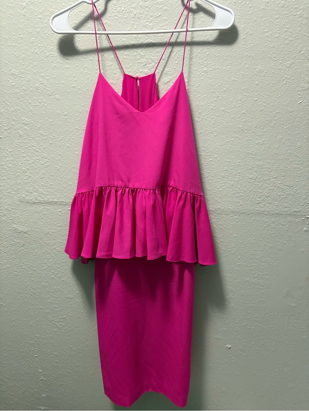 Women's Hot Pink Ruffle Strap Dress
